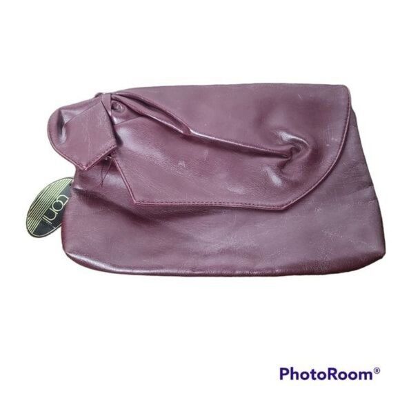 Nwt Deadstock Vintage 80s Burgundy Foldover Large Clutch Purse - Picture 1 of 13